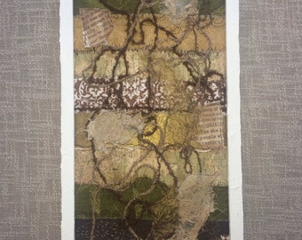 Mixed media and fabric abstract wall art
