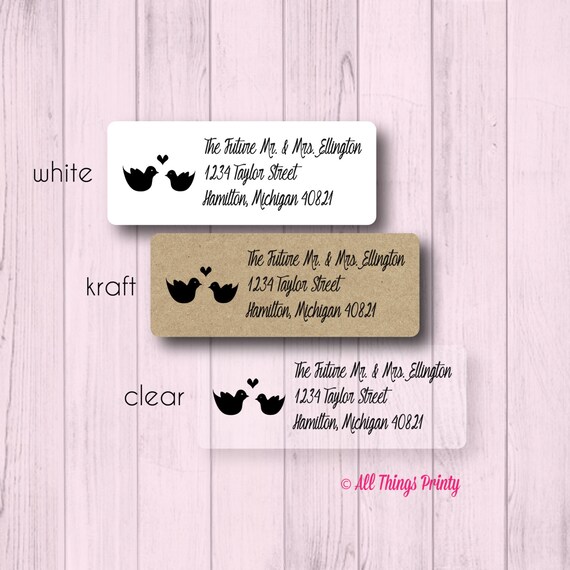 love birds return address labels personalized custom wedding