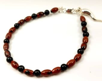 Black Onyx and Red Jasper Bracelet