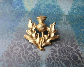 Scottish Thistle - Golden Thistle Brooch, Lapel Pin or Tie Pin Tie Tack with Gift Box