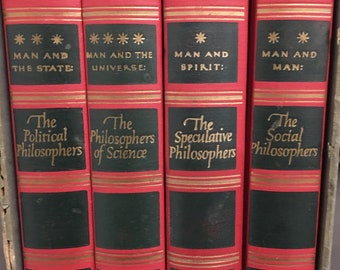 The World's Great Thinkers • vintage rare books • philosophy boxed set • 1947 • leather cloth gilt lettering gift