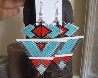Ethnic Navajo style beadwork earrings