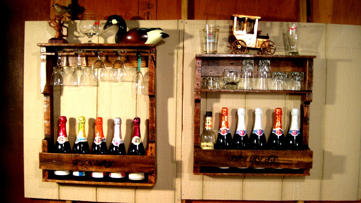 Wood Wine Liquor Home Mini Bar Pallet Rack Shelf