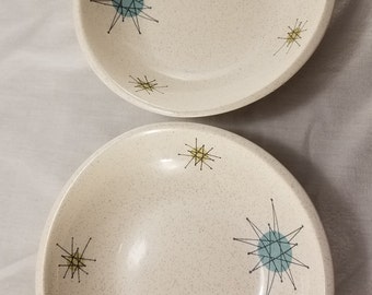 Set of 2 Vintage Franciscan Starburst Atomic Coupe Cereal Bowls *DAMAGED*