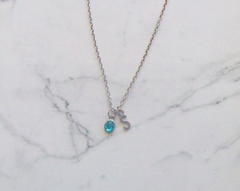 Initial Birthstone Pendant Necklace