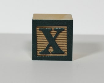 Dark Green on Khaki - Color Sample - Wooden Alphabet Blocks, Alphabet Blocks, Alphabet Letters, Wood Blocks, Wood Letters