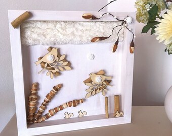 Bird decor wood frame