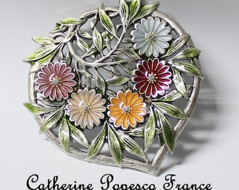 Vintage Catherine Popesco Brooch, Signed,64x64mm (B1-12)