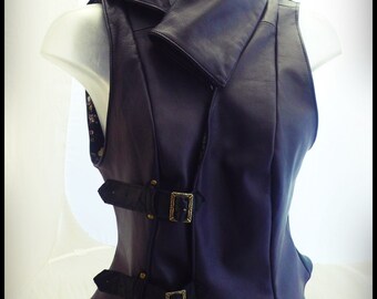 Vest sleeveless Plum lambskin