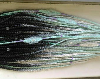 De braids pastell colour. Mint braids. Ombre de braids. Dreads like braids. Hand made braids