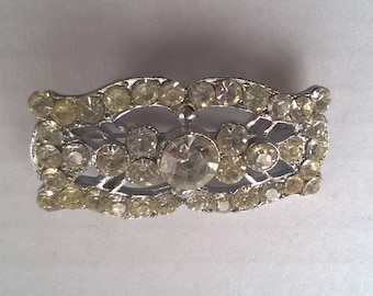 Vintage bar brooch, brilliant white rhinestones, costume jewellery, pin