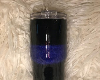 Law Enforcement, Thin Blue Line, RTIC tumbler/Glitter Yeti/Personalized Yeti/Handmade glitter tumbler/Glitter dipped/YETI