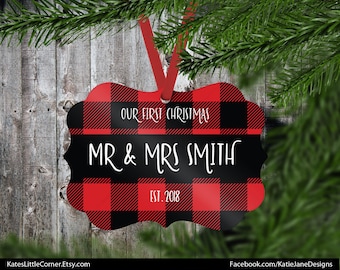 Our First Christmas Ornament, Mr & Mrs Ornament, First Christmas, Married Ornament, Custom Ornament, Wedding Gift Ornament, Benelux Ornament