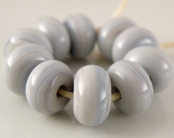716 Blue Marble Made to Order SRA Lampwork Handmade Artisan Glass Spacer Beads Set of 10 5x9mm