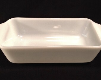 Fire King Milk Glass Loaf Pan, Vintage Fire King Casserole Milk Glass Bread Pan, Anchor Hocking Fire King White Milk Glass Baking Dish 1960s