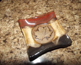 Handmade Pottery Spoon Rest, Teaspoon Rest, Teabag Holder, Coffee Spoon Rest, Pill Dish, Leaf Design, Jewelry Holder, Wedding Favor