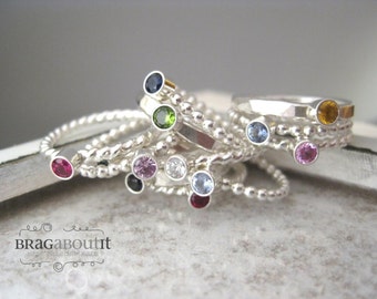 Stackable Birthstone Ring . Teeny Tiny Stacking Ring . Stackable Ring . Brag About It . Teeny Tiny Birthstone Stacking Brag Band