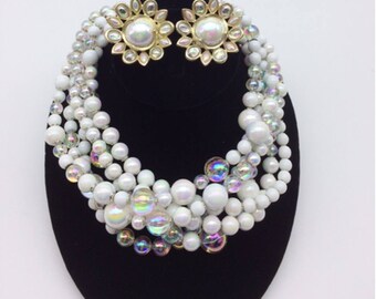 Jay Feinberg Strongwater Multi-Strand Necklace Choker and Clip-on Earrings