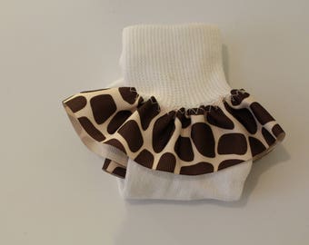 Girls' Ruffled Sock-Giraffe Print