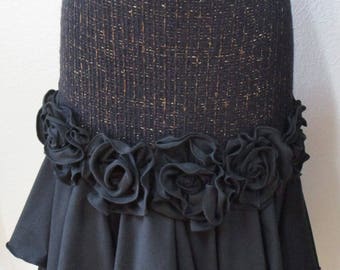 Lovely special rose decoration in black color skirt or tube dress for your option plus made in USA (VN117)