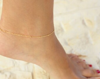 Delicate Gold Anklet - Anklet, ankle bracelet,Satellite,Simple Delicate Anklet,gold ankle bracelet,delicate anklet