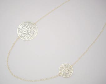 Floral print long silver Metal
