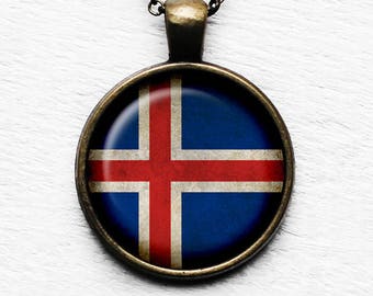 Iceland Icelandic Flag Pendant & Necklace
