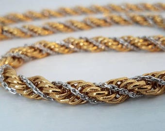 Monet Two Tone Twisted Rope Necklace 28"