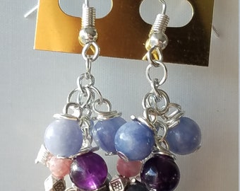 Lepidolite, Amethyst, Hematite, Labradorite and Angelite Earrings