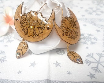 Gold lotus flower earrings