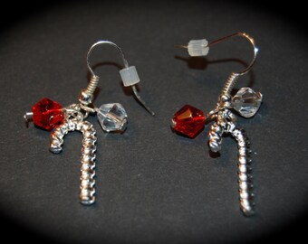 Candy Cane Earrings, Christmas Candy Cane Earrings, Christmas Earrings, Handmade Christmas Earrings