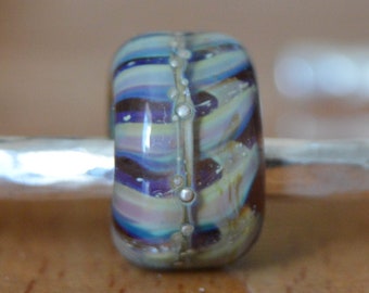 REDUCED - Unique Handmade Lampwork Glass European Charm Bead with Pure Silver - SRA - Fits all charm bracelets - Silver Core Options