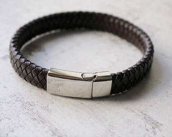 Men's Bracelet - Personalised Mens Leather Bracelet - Men's Leather Bracelet