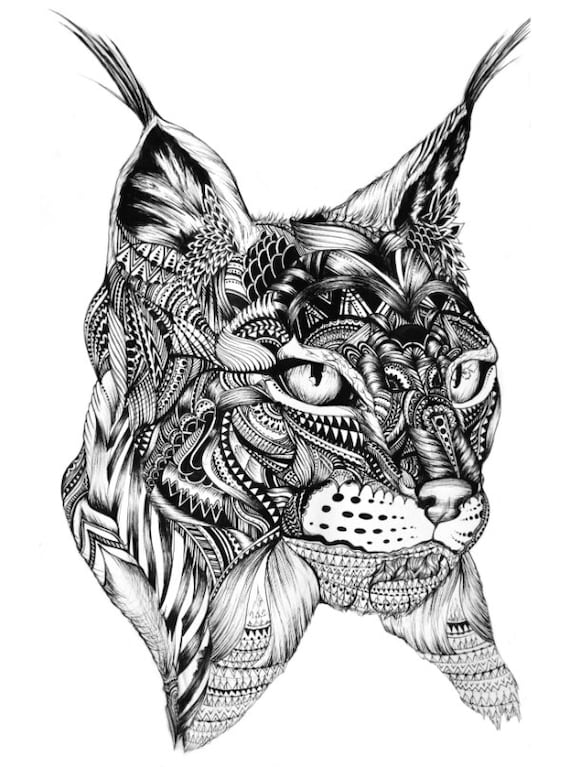 Abstract lynx print animal art pen artwork designs Abstract lynx print animal art pen artwork designs