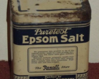 Vintage Puretest Epsom Salt tin can from The Rexall Store
