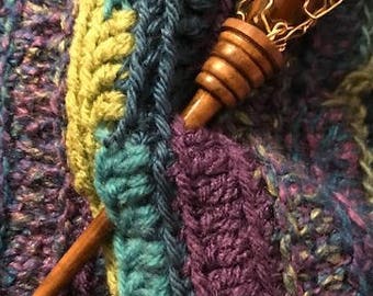Shawl/Scarf/Neckwarmer Pin - Hand Turned Walnut Wood with Wire Wrapped Jasper Nugget Top