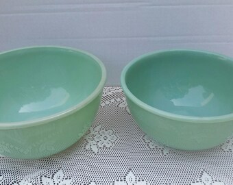 Vintage Anchor Hocking Fire King Jadeite Ovenware Mixing Bowls