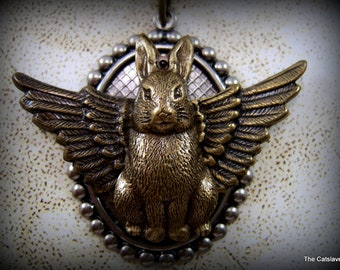 Bunny Angel Necklace Handmade Jewelry Gift for Her Pet Memorial