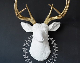 faux taxidermy, home decor, deer head, faux deer head, deer head wall decor, faux taxidermy deer, deer, deer wall decor, deer wall hanging