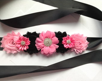 Maternity Sash, Pink Maternity sash, Maternity bow, Pink Belly Sash, Wedding Sash, Pregnancy Sash, Gender Reveal Sash, Baby shower bow, Pink