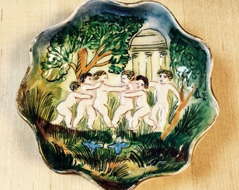 Capodimonte Dish - Naked Children Playing - 1506 Italy