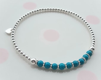 Turquoise Bracelet/Turquoise Bead Bracelet/December Birthstone/Turquoise Jewellery/Gemstone Bracelet/Blue Stone Bracelet/Bohemian Jewelry