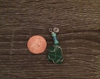 Green sea glass charm