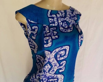 Hawaiian Maxi Dress Blue & White