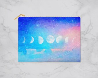 Moon Phase Pencil Case, Planner Accessories, Planner Pouch, Pencil Pouch, Zipper Pouch, Pouch, Makeup Bag, Cosmetic Bag, Bridesmaid Gift