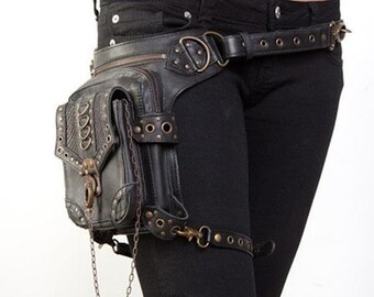High Quality Unisex PU Leather Motorcycle Rider Hip Leg Belt Bum Waist Holster Bags Punk Rock Messenger Shoulder Cross Body Bag