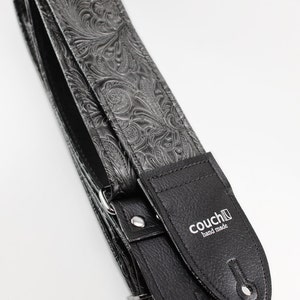 Western Guitar Strap, Black Graphite Color, Vegan Hand Made in California Yeah