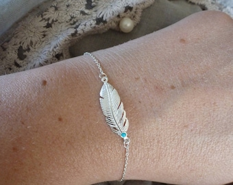 925 sterling silver feather bracelet