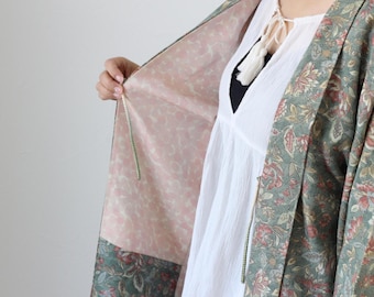 traditional flower kimono, SAMEKOMON kimono, Japanese haori, kimono jacket, vintage kimono, oriental /2772