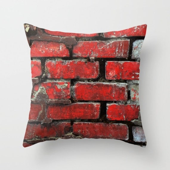 Brick Pillow Brick Pillow Cover Red Throw Pillow Industrial